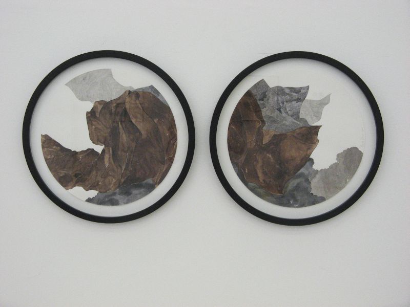 Click the image for a view of: Eulogy And Euphemism(diptych). 2011. Watercolour on paper. Diameter each tondo 370mm